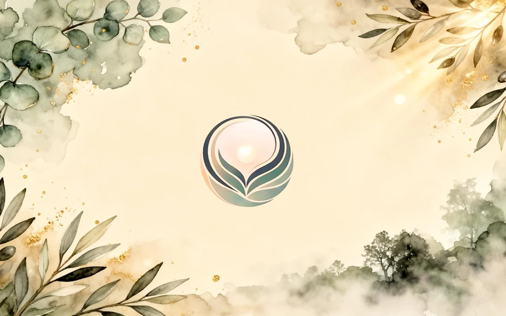 AI Psychologist logo on a watercolor background with olive branches
