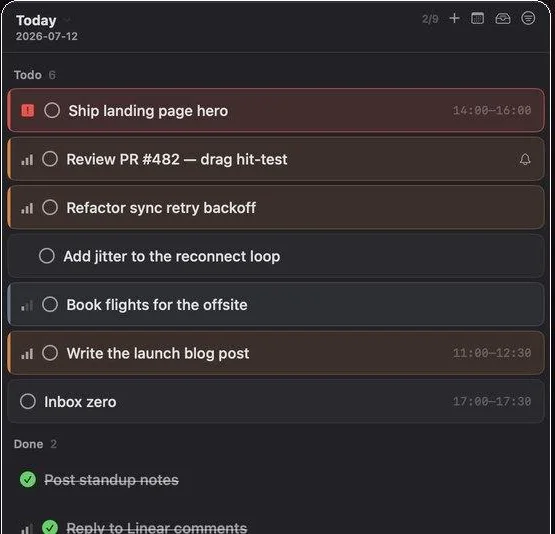 Dondori — today’s floating task list and calendar